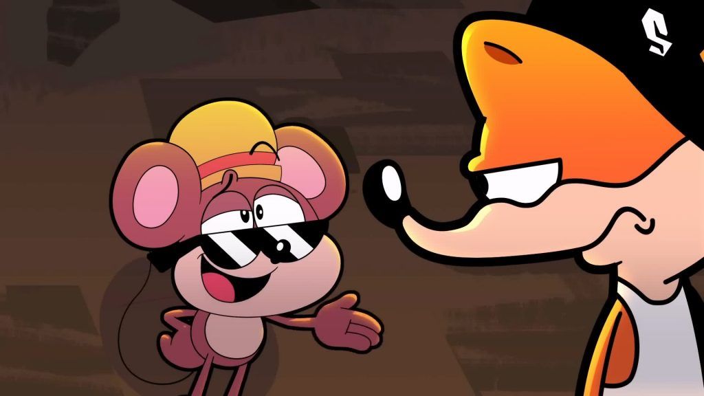 Rob watches as Clay talks confidently with Dickhead Weasel in Catching Up.