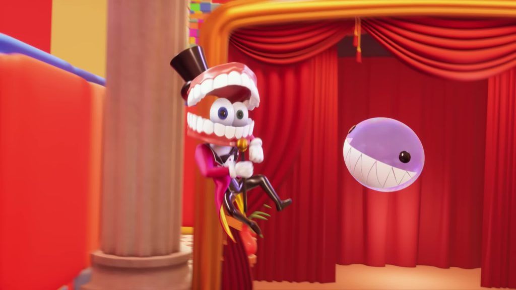 Caine and Bubble on stage in The Amazing Digital Circus.
