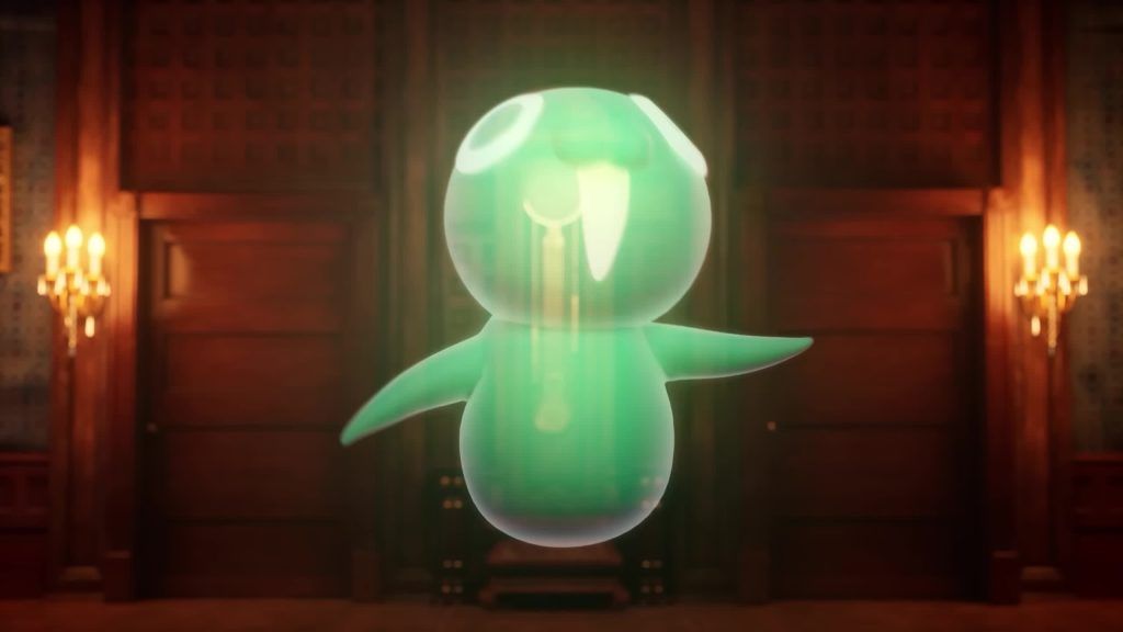 Ghostly hovers midair, shining brightly in the mansion hall of the Digital Circus.