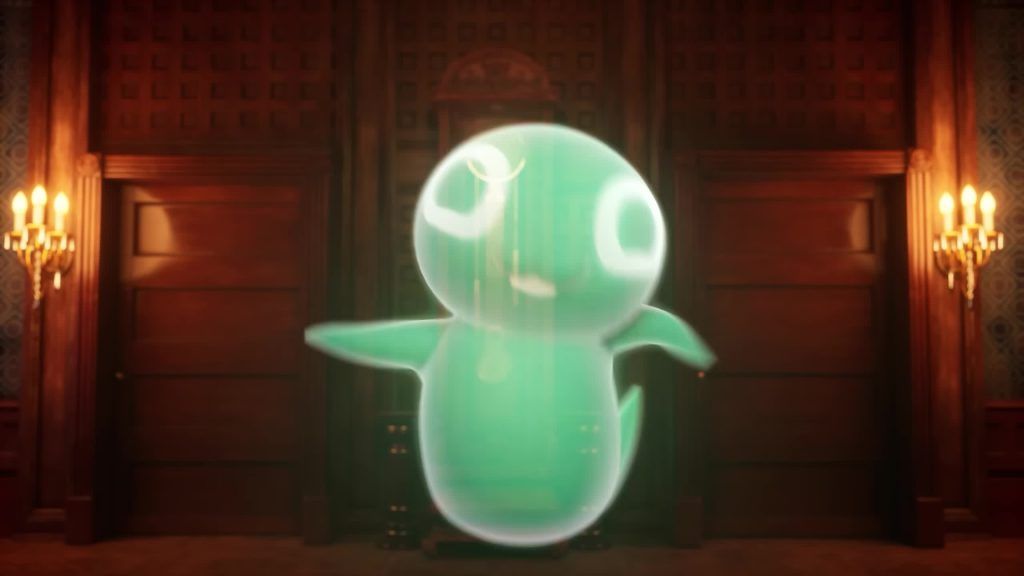 Ghostly turns and glows with ethereal light inside the mansion of the Digital Circus.