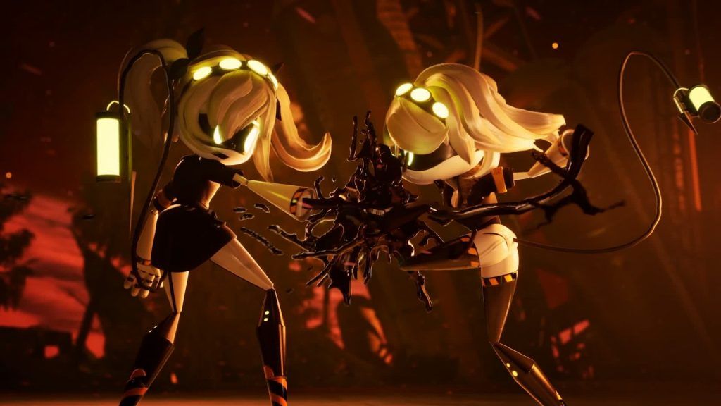 J and V struggle as they both hold a dark energy mass in Murder Drones.
