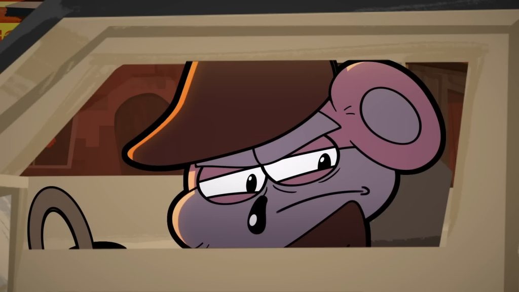 Roy glares intensely while sitting in the car — Catching Up Roy angry at the wheel — Catching Up