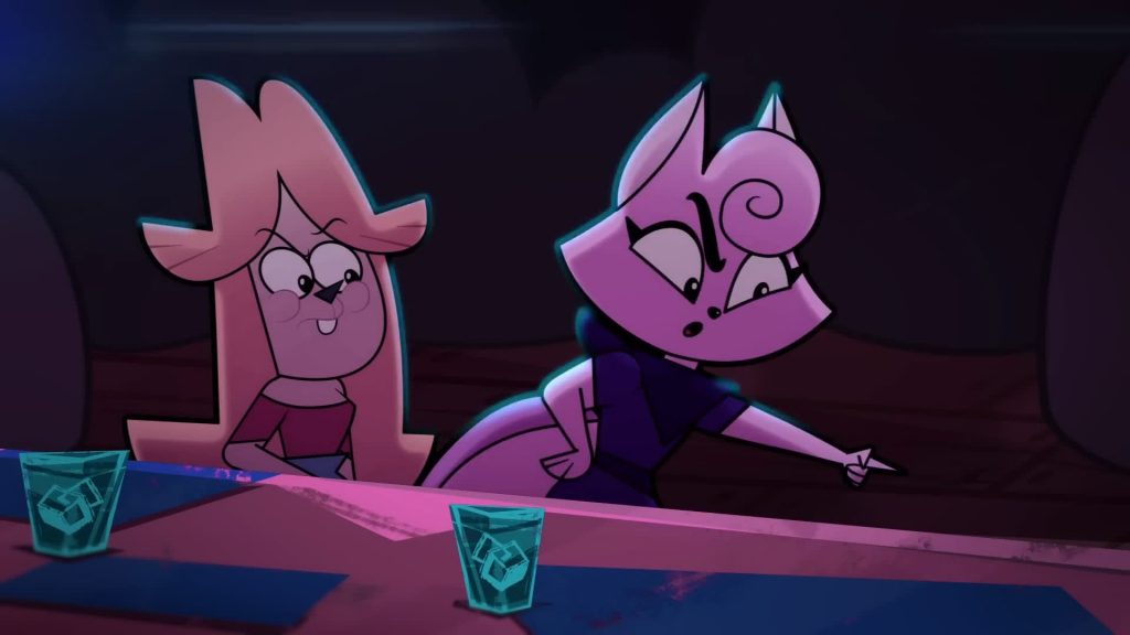 Jessica Jacobs and Jacket Girl sitting at the bar — Catching Up