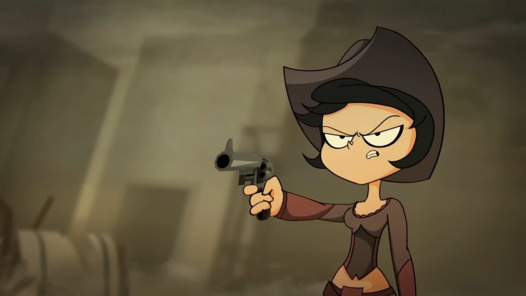 CliffSide main trio in western horror setting Animated scene from CliffSide, a western horror cartoon about Jo Constance, Waylon and Cordie protecting their ghost town from monsters.