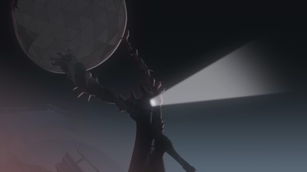Sir Arthur lifts a shattered dome with glowing energy