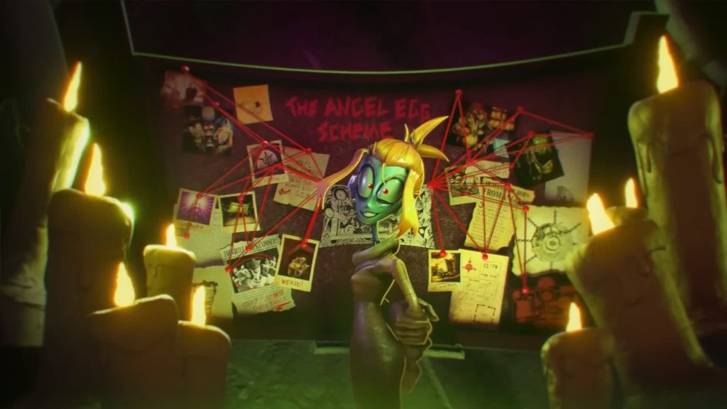 Melancholy Hill investigating conspiracy Melancholy Hill studies a conspiracy board with red string and candles — The Gaslight District